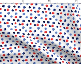 Patriotic Watercolor Dots Fabric - Red White And Blue Patriotic By Hipkiddesigns - 4th Of July Cotton Fabric By The Yard With Spoonflower