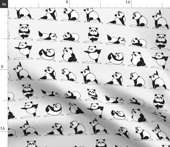 Panda Yoga Kawaii Animal Fabric Panda Yoga by Huebucket Panda Cartoon  Animal Yoga Positions Cotton Fabric by the Yard With Spoonflower -   Canada