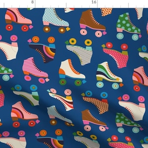 Roller Derby Skating Retro Pattern Fabric - Skate Envy Roller RInk By Katerhees - Roller Derby Cotton Fabric By The Yard With Spoonflower
