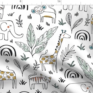 Safari Animals Fabric - Sleepy Safari by heatherdutton - Baby Nursery Kids Room Large Scale Gender Neutral Fabric by the Yard by Spoonflower