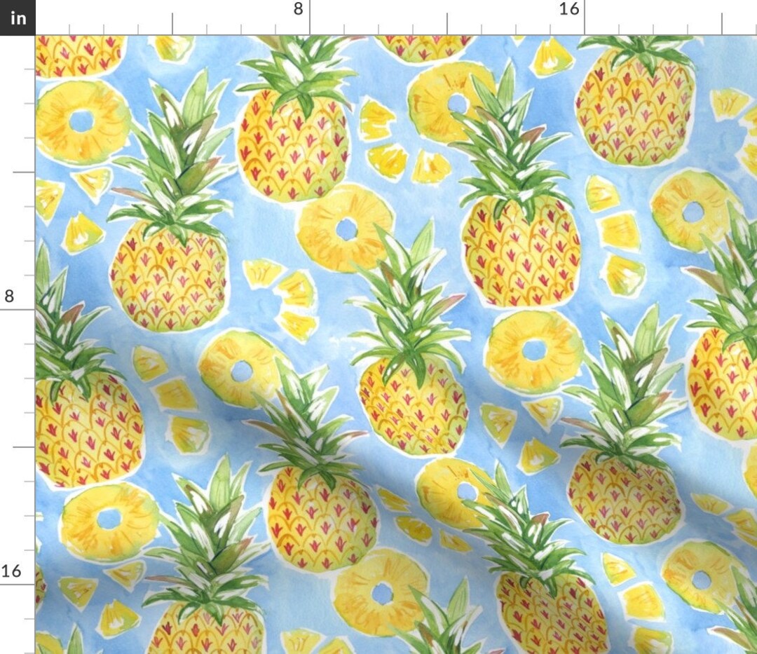 Tropical Pineapple Fabric Pineapple Summer by Jillbyers Watercolor
