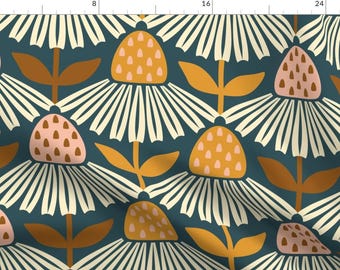 Retro Daisies Fabric - Happy Daisies by design_dannick - Vintage Daisies Geometric Daisy Graphic 60s Fabric by the Yard by Spoonflower