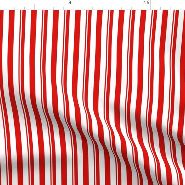 Dapper Fabric - Dapperdans-Red By Sandityche - Dapper Stripe Vertical Pinstripe Red White Cotton Fabric By The Yard With Spoonflower