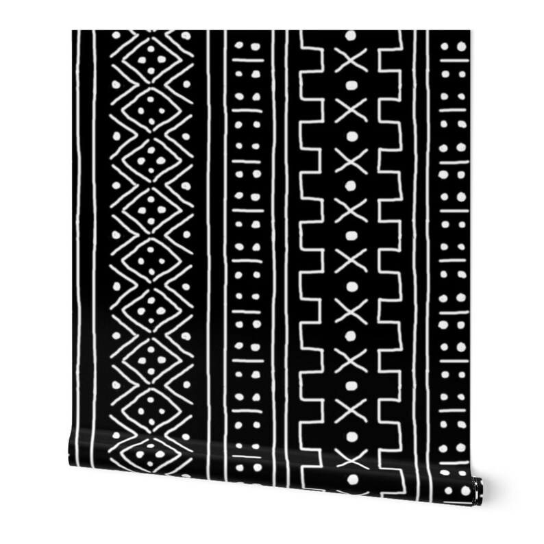 Mudcloth Wallpaper White Black Mudcloth Inspired by Eclectic - Etsy