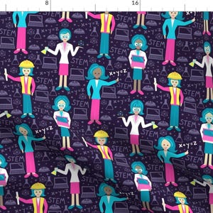 Stem Science Sisters Fabric - Sisterhood Of Stem By Robyriker - Women Stem Science Classroom Cotton Fabric By The Yard With Spoonflower