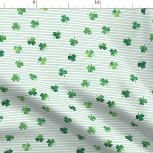 Mint Clover Stripe Fabric - Shamrock Mint Stripes - St Patricks Day By Littlearrowdesign - Mint Cotton Fabric By The Yard With Spoonflower