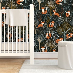 Red Fox Wallpaper - Cute Woodland Fox by priraj_designs - Whimsical Woodland Autumn Fall  Removable Peel and Stick Wallpaper by Spoonflower