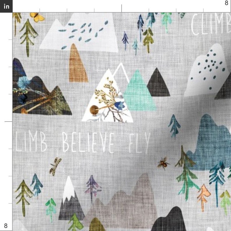 Mountain Fabric Mountain Climb Silver By Nouveau Bohemian Woodland Mountain Nursery Decor Cotton Fabric By The Yard With Spoonflower image 2