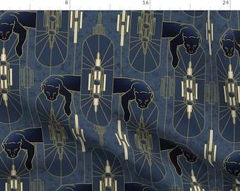 Art Deco Jungle Fabric - 1920s Panther by lucy_conway - 1920s Panther Exotic Animal Glamour Geometric Cat Fabric by the Yard by Spoonflower