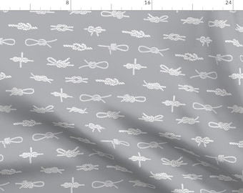 Knot Fabric - Knots Sailing Rope Tying Knots Ships Sailboat Seaside By Andrea Lauren - Gray Knot Cotton Fabric By The Yard With Spoonflower