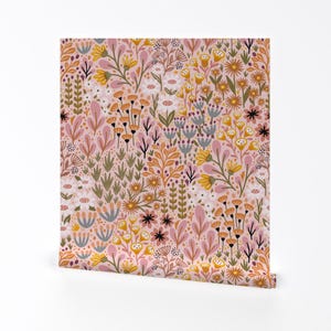 Boho Blush Floral Removable Peel and Stick Wallpaper - Baby Girl Garden Bloom - Wall Art Wall Decor - Tiny Flowers by trendy_creation_prints
