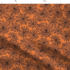 spider web // webs spiders cute scary orange and black Halloween Fabric By Andrea Lauren - Cotton Fabric By the Yard with Spoonflower