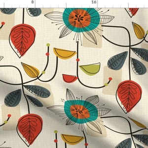 MCM Fabric - 1950&#39;S Mid Century Modern By Patternanddesign - Retro Home decor vintage classy Cotton Fabric By The Yard With Spoonflower