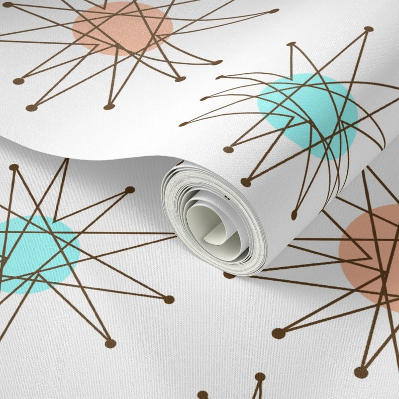 Mid Century Wallpaper Starburst Pattern by Etsy