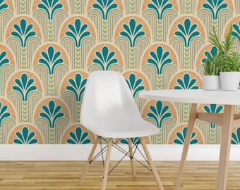 Art Deco Peel and Stick Wallpaper - Vintage Vacation Pastel Large Scale Arches - Removable Wall Decor Art - Miami Beach by new_branch_studio