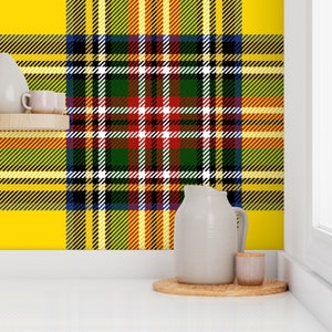 Tartan Wallpaper Royal Dress By Peacoquettedesigns Yellow Red Plaid Custom Printed Removable Self Adhesive Wallpaper Roll by Spoonflower image 7