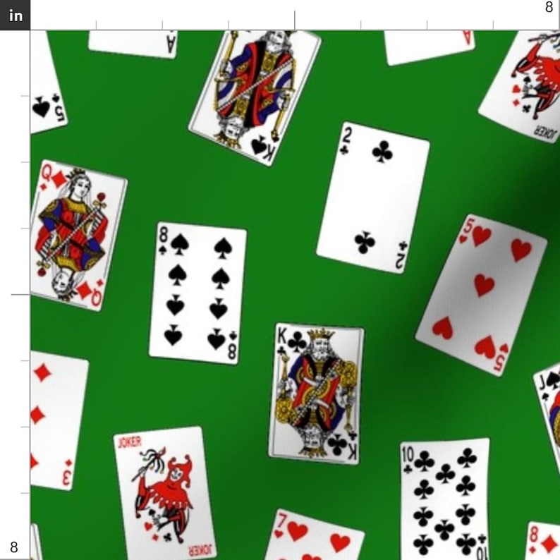 Playing Cards Fabric - Playing Card Green by Thin Line Textiles ...