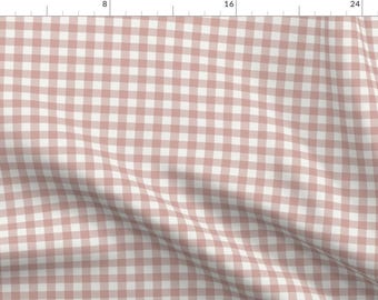 Mauve Gingham Check Fabric - Rose Pink Check 1/2" Squares By Sagefinch - Faded Pink Mauve Beige Plaid Fabric by the Yard with Spoonflower