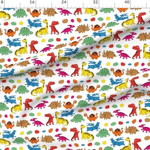 Dinosaur Fabric - Dino Parade By Vannina - Dinosaurs Rainbow Children's Baby Nursery Cotton Fabric By The Yard With Spoonflower image 2