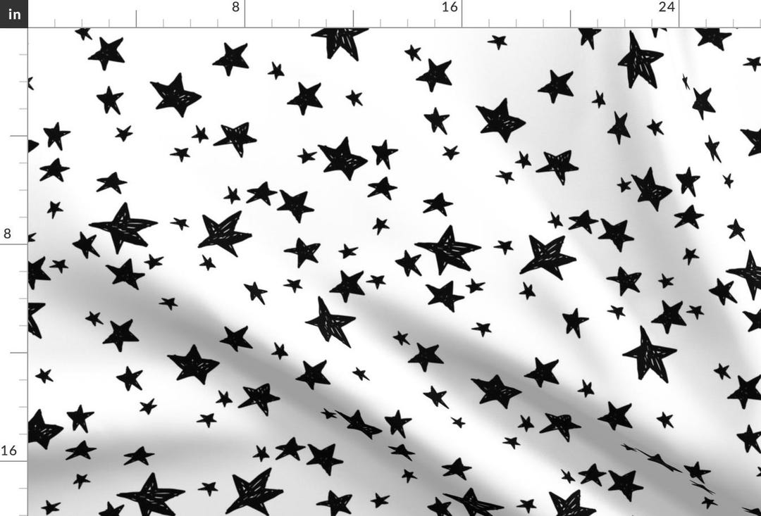 Star Fabric - Stars // Black and White Nursery Scandinavian Inspired ...