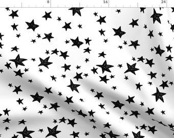 Star Fabric - Stars // Black And White Nursery Scandinavian Inspired Nursery By Andrea Lauren - Cotton Fabric By The Yard With Spoonflower
