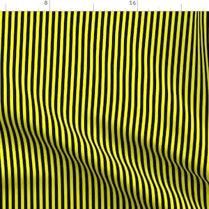 Stripe Fabric - Quarter Inch Yellow And Black Vertical Stripes By Mtothefifthpower - Striped Cotton Fabric By The Yard With Spoonflower