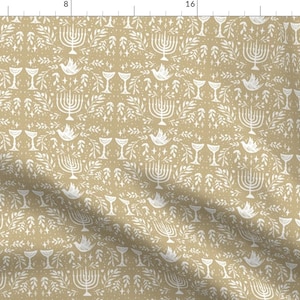 Hanukkah Holiday Fabric - Hanukkah Gold For Holiday Decor, Fabric, Tea Towels, Pillows By Roselindo - Hanukkah Fabric With Spoonflower