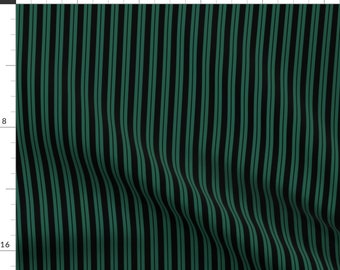 Green Stripe Fabric - Haunted By Mountainflowr - Green Black Halloween Dark Gothic Emerald Decor Cotton Fabric By The Yard With Spoonflower