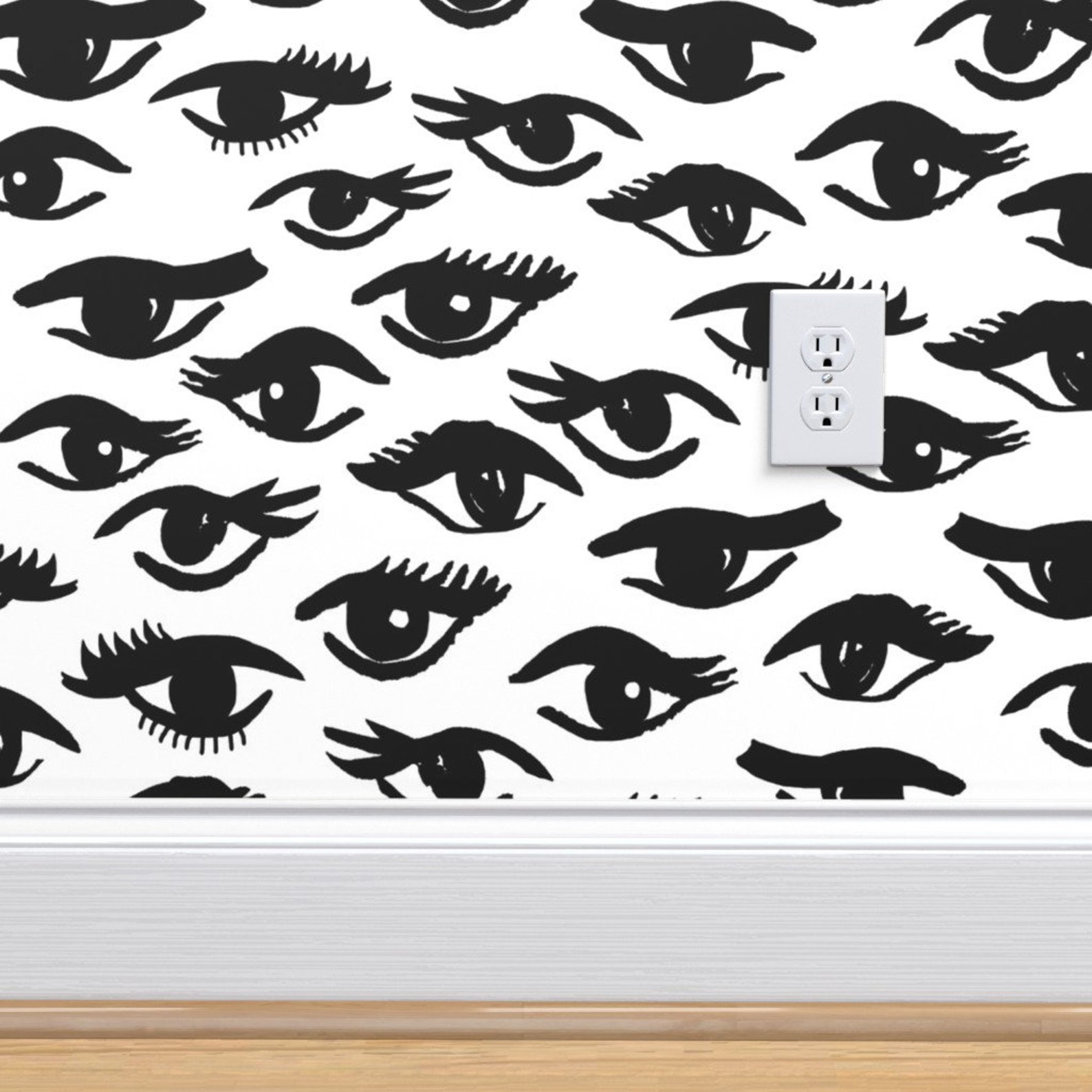 Eyes Wallpaper Eyes Vintage Black and White by Andrea Lauren | Etsy