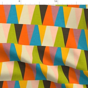 Retro Fabric - Retro Color Block Triangle Color Happy by bruxamagica - Geometric Abstract Blocks Triangles Fabric by the Yard by Spoonflower
