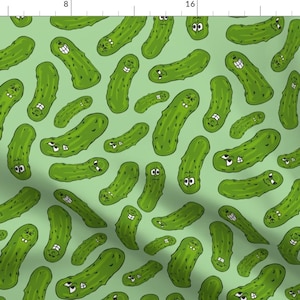 Pickles Fabric - A Peculiar Pile Of Pretty Pickles By Sixsleekswans Cute Green Gherkin Cucumber - Cotton Fabric By The Yard With Spoonflower