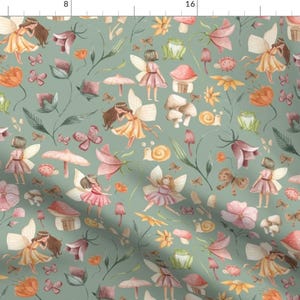 Sage Green Garden Fabric - Lost In The Flowers  by ktscarlett_ -  Whimsical Florals Magical Nursery Fabric by the Yard by Spoonflower