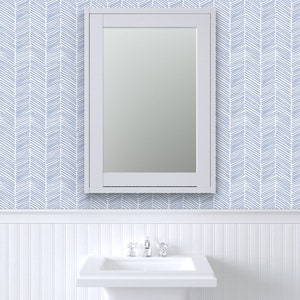 Blue Chevron Wallpaper Freeform Arrows Large In Blue By Domesticate Custom Printed Removable Self Adhesive Wallpaper Roll by Spoonflower image 8