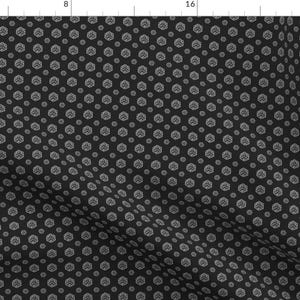 20 Sided Dice Fabric - Black D20 By Pi-Ratical - Dice Black and White Board Game Gamer Cotton Fabric By The Yard With Spoonflower