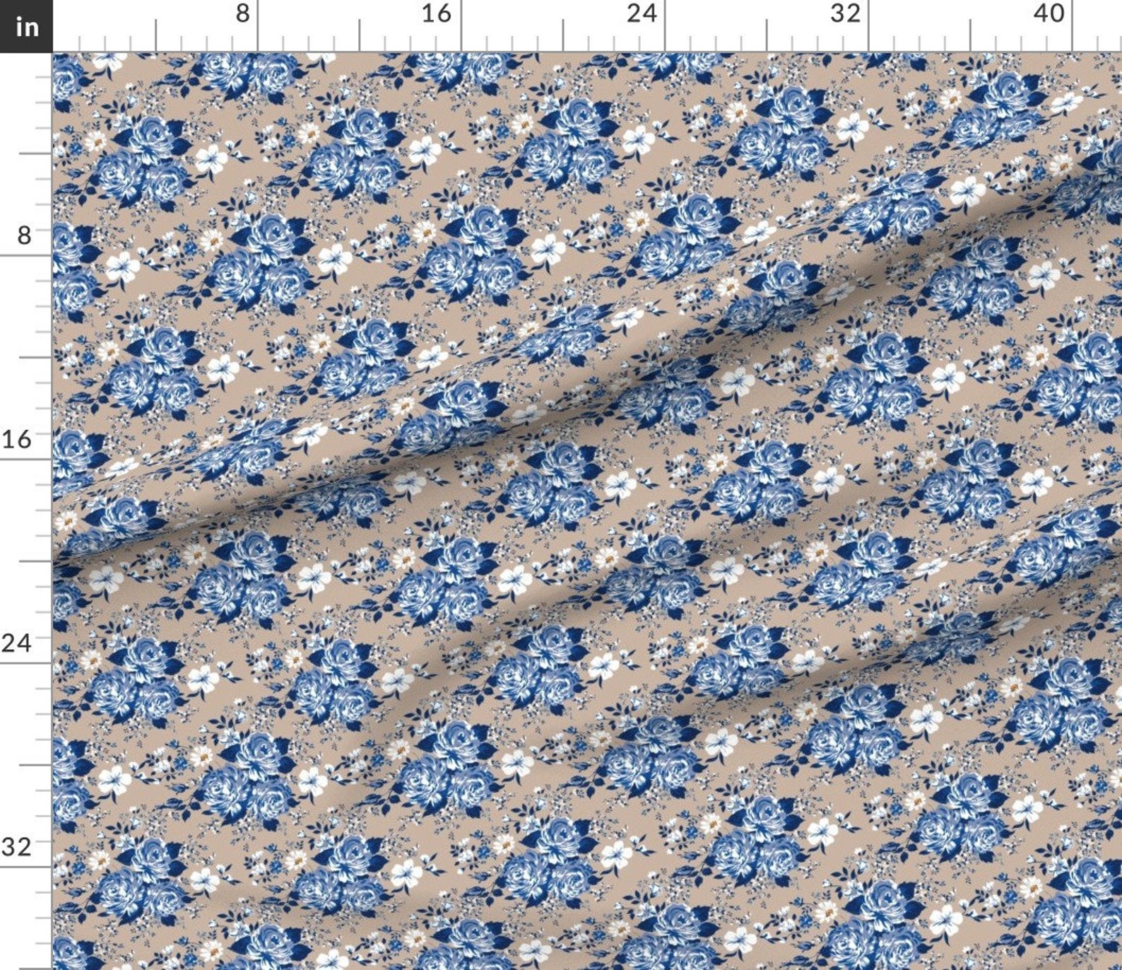 Blue Rose Fabric Blue Roses Pattern by Ka Lou Cottage Chic Etsy