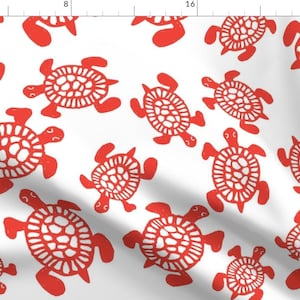 Red Sea Turtles Fabric - Sea Turtles By Winksmile - Red Watercolor Turtles Nursery and Home Decor Cotton Fabric By The Yard With Spoonflower