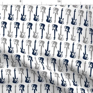 Rock N Roll Guitars Fabric - Rock N Roll Guitar Navy / Gray By Jenniferfranklin - Musical Guitars Cotton Fabric By The Yard With Spoonflower