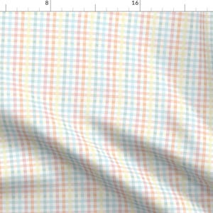 Pastel Gingham Check Fabric - Small Easter Spring Plaid Pastel Gingham By Littlearrowdesign - Cotton Fabric by the Yard with Spoonflower