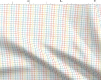 Pastel Gingham Check Fabric - Small Easter Spring Plaid Pastel Gingham By Littlearrowdesign - Cotton Fabric by the Yard with Spoonflower