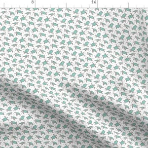 Sea Turtle Fabric - Sea Turtles Nautical Ocean Mint Green On White Small By Caja Design - Turtle Cotton Fabric By The Yard With Spoonflower