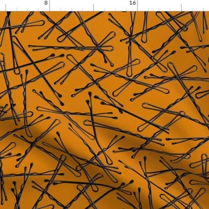 Bobby Pins Fabric - Bobby Pins Scatter By Mariafaithgarcia - Orange Hair Accessories Beauty Salon Cotton Fabric By The Yard With Spoonflower