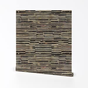 Boho Stripe Removable Peel and Stick Wallpaper - Distressed Abstract Zebra Beige Tan - Wall Art Wall Decor - Tribal Stripe by wren_leyland