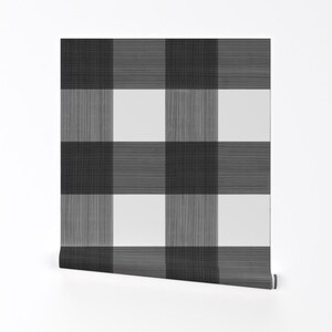 Buffalo Check Wallpaper - Black 6" Buffalo Plaid By Danika Herrick - Custom Printed Removable Self Adhesive Wallpaper Roll by Spoonflower image 2