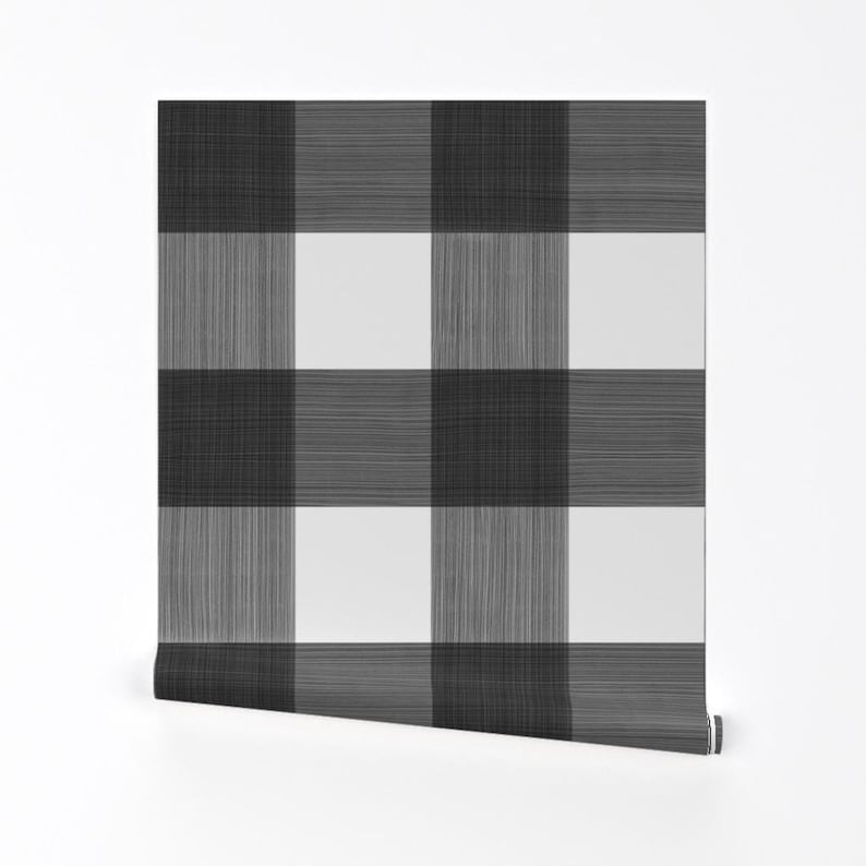 Buffalo Check Wallpaper - Black 6" Buffalo Plaid By Danika Herrick - Custom Printed Removable Self Adhesive Wallpaper Roll by Spoonflower image 2