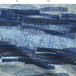 Lapis Lazuli Blue Gradient Fabric - Strata Tangle Navy Blue Cobalt By Wren Leyland - Lapis Lazuli Cotton Fabric By The Yard With Spoonflower