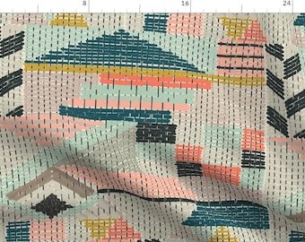 Abstract Geometric Woven Fabric - Woven Threads By Katielee - Abstract Woven Cotton Fabric By The Yard With Spoonflower