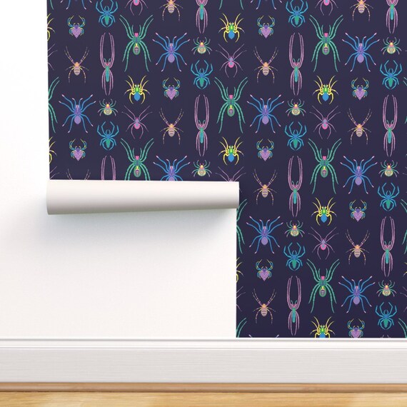 Repositionable FREE SHIPPING Wallpaper African Spiders Vintage Illustration Science Insects Peel /& Stick Wallpaper