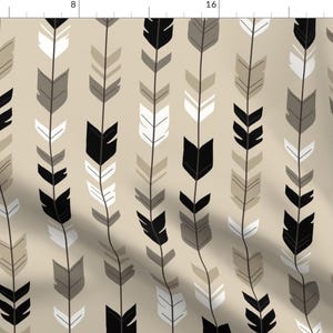 Arrow Feather Fabric - Arrow Feather-Black/Tan Woodland Nursery Neutral By Sugarpinedesign - Cotton Fabric By The Yard With Spoonflower