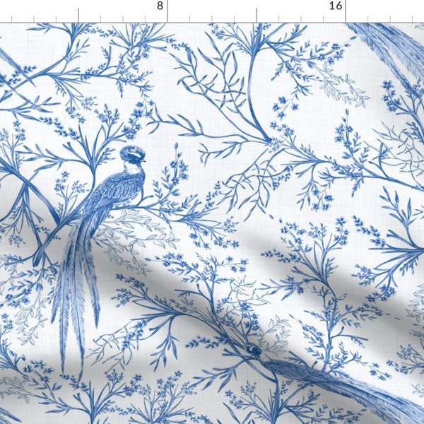 Pheasant Chinoiserie Fabric - Chinoiserie Bird by smokeinthewoods - Dramatic Antique Garden Traditional Fabric by the Yard by Spoonflower