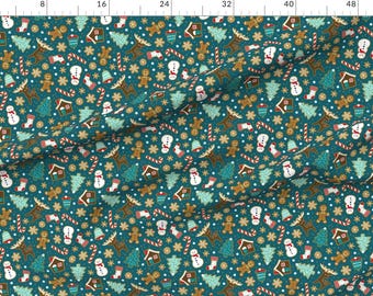 Christmas Cookies Extra Wide Sateen Fabric Winter Gingerbread Christmas Cookies Fabric By The Yard Gingerbread by heleen_vd_thillart